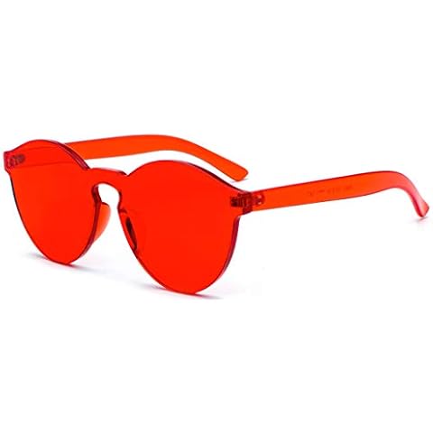 J&L Glasses Transparent Rimless Ultra-Bold Candy Color sunglasses (Red, clear) Cover