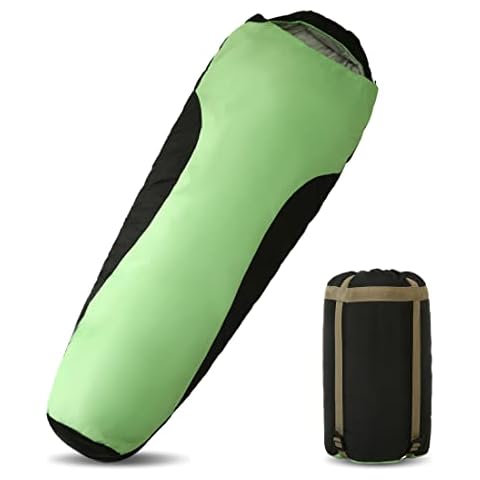 TEKAMON Schlafsack Sommer Outdoor, Camping und Trekking, Mumieschlafsack für 3-4 Jahreszeiten, 180g/㎡ Winterschlafsack, Kleines Packmaß & Ultraleicht Schlafsack,für Erwachsene grün 210 * 80 * 50cm Cover