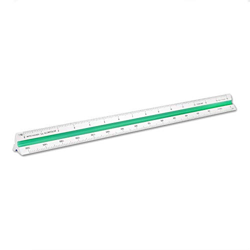 Image of Alumicolor Aluminum Engineer Metric Color-Coded Solid Drafting Scale, 30CM, Silver,3453-1