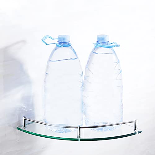 Doucheplank, glas, hoekplank, glasplank, hardglas, glazen plank voor badkamer, rek, wandrek, douche met plankdrager, hoek, badkamerrek, wandmontage, geborsteld 1 stuk - Image 5