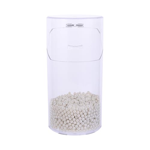 Beavorty Caja de Maquillaje con Tapa y Perlas Organizador Transparente para Brochas de Maquillaje Estuche de Almacenamiento Porta Brochas para Tocador y Baño Anti Polvo