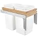 Rev-A-Shelf - 4WCTM-15DM2 - Double 27 Qt. Pull-Out Top Mount Wood and White Waste Container for 1-1/2 in. Face Frame Cabinet