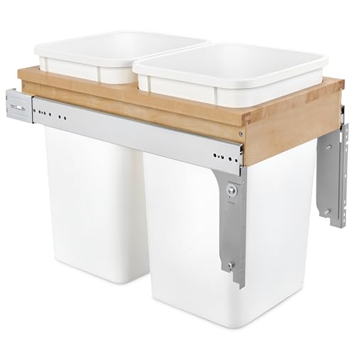 Image of Rev-A-Shelf Double Top-Mount Pullout Trash Can, Min Opening 12 inch W, 27 Qt