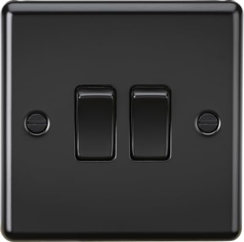 Knightsbridge 10AX 2G 2 Way Plate Switch - Matt Black