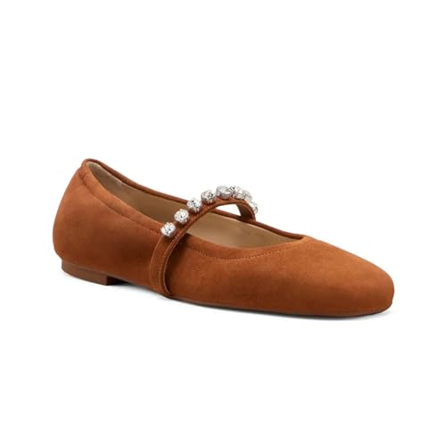 Ballet Flats Shoes for Women Bow Square Toe Mary Jane Flats Slip On Leather Ballerina Shoes2