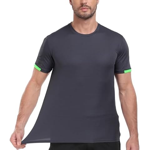 VEOBIKE Sport Tops for Men Quick Dry Summer Short Sleeve T Shirt Breathable Travel Work Shirts Bodybuilding Muscle T-Shirt Grey Cover