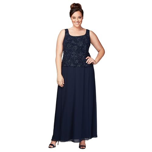 Alex Evenings Women's Long Dress with Mandarin Neckline Jacket (Regular Petite Plus)3