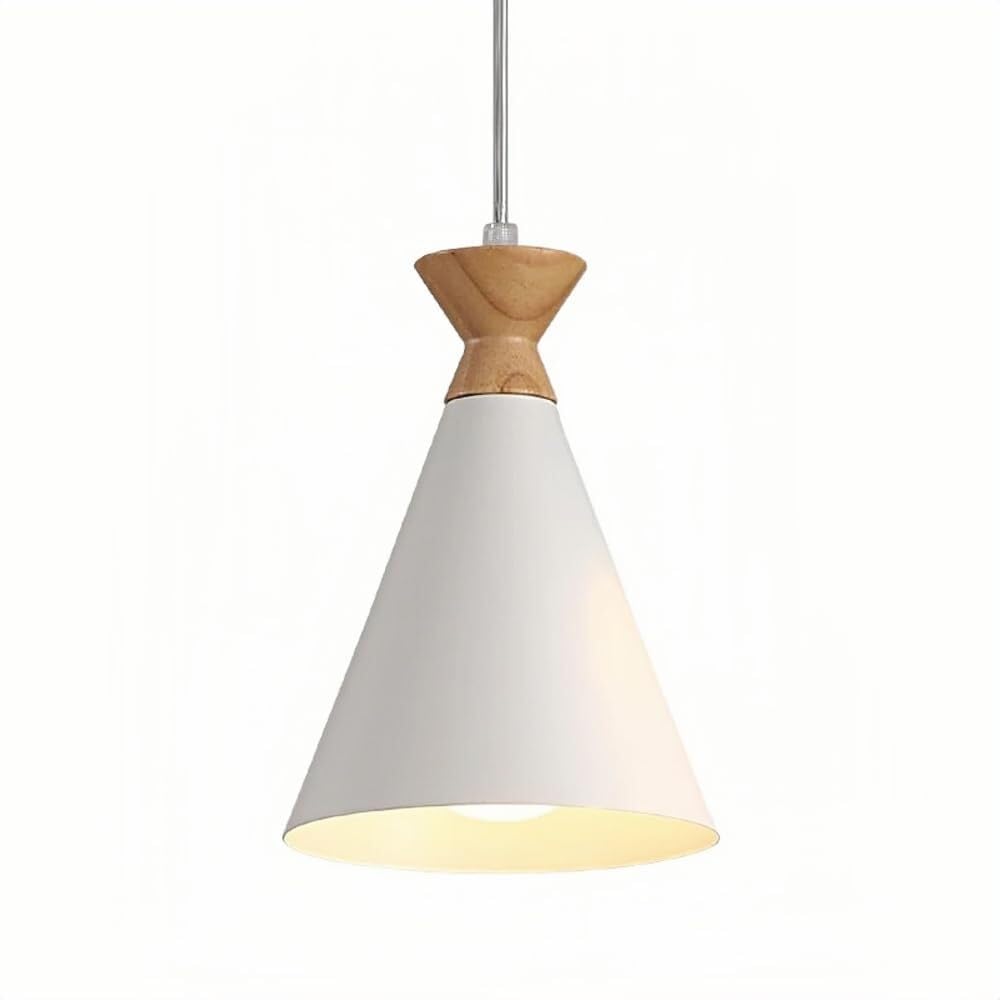 Lustre de chevet moderne nordique en métal et bois blanc pour chambre