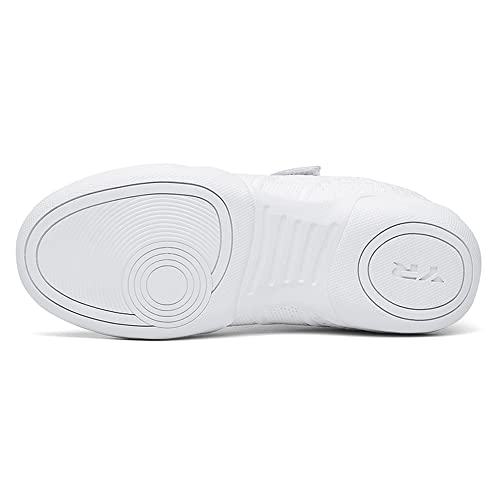 Girls White Cheerleading Shoes Youth Sneakers Breathable Knit Athletic Sport Training Tennis Competition Kids Walking Running Shoes4