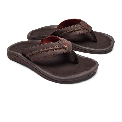 Image of OLUKAI Hokua Men's Beach Sandals, Quick-Dry Flip-Flop Slides, Water Resistant & Wet Grip Rubber Soles, Compression Molded Footbed & Soft Comfort Fit