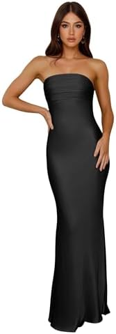 Strapless Satin Bridesmaid Dresses for Women Long Mermaid Formal ...