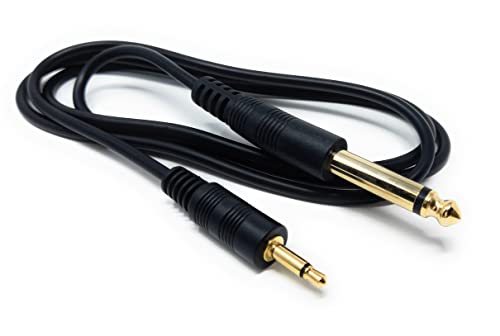 DRUT 1m 3.5mm MONO Jack to 6.35mm MONO Jack Plug Audio TS Coax Cable Lead, Male to Male Gold Flashed Ends (3.3ft.)