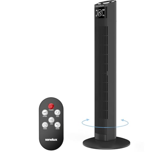 Senelux Tower Fan 36 Oscillating Fan with Remote Control- Quiet Cooling Fan with 3 Modes & 3 Speeds- for Bedroom, Home & Office