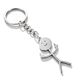 Meimimix Stainless Steel Funny Doodle Keychain Middle Finger Pendant Keyring Long Distance Friendship Jewelry for Men Women (Silver)