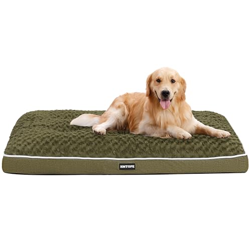 HMTOPE Orthopädisches Hundebett, Hundematte im Doppelstock-Design, Waschbar Hundekissen, Abnehmbar Hundekorb, 105 cm für Mittelgroße Hunde, Olivgrün