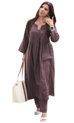 Image of GoSriKi Women's Rayon Viscose Ethnic Co-Ord Set | Kurta Pant Set | Kurta Palazzo Set | Stylish Cotton Suit Set for Women