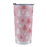 MoBlinko Pink White Christmas Trees 20oz Travel Tumbler Vintage Winter Insulated Water Cup with Spil