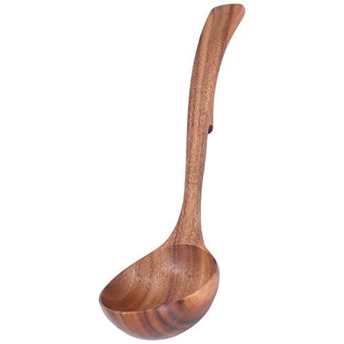Gavigain Wooden Ladle 3 fl oz Long Handle Soup Spoon Kitchen Scoop Utensil for Serving & Cooking Large