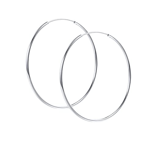 Boucles d'oreilles créoles grand cercle en argent massif au design minimaliste