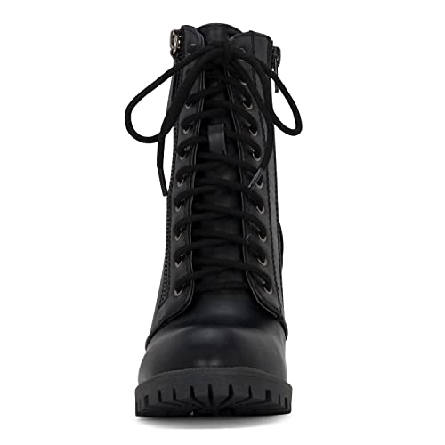 Kassie - Women's Combat Lug Sole Chunky Lace Up Ankle Booties4
