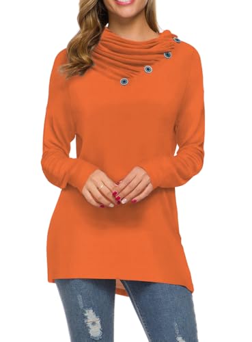 Image of WEACZZY Women's Long Sleeve Shirts Button Cowl Neck Casual Loose Tunic Tops Blouse Dressy Fashion 2026