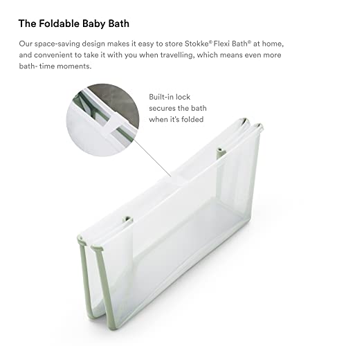 Image of Stokke Flexi Bath Bundle, Transparent Green - Foldable Baby Bathtub + Newborn Support - Durable & Easy to Store - Convenient to Use at Home or Traveling - Best for Newborns & Babies Up to 48 Months