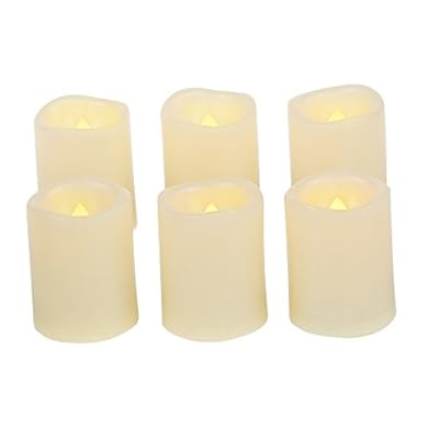 Flameless LED Battery Operated Votive Candles with Timer Flickering Plastic Votives Night Lights for Home Garden Wedding Party Christmas Halloween Decorations Pumpkin Light, Batteries Included, 6 Pack