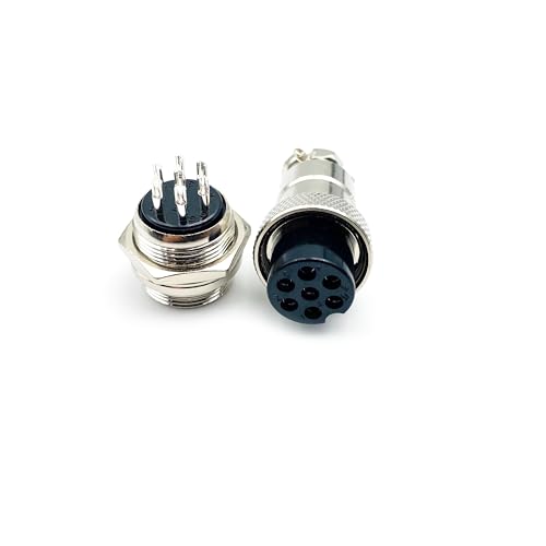Conector aviación GX20 7 pines macho y hembra metálico miniatura 2