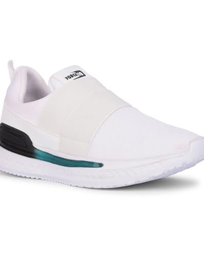 Image of Liberty Force 10 BLAKES-2E Non-Lacing Sports Walking Shoes for Men - Black & White | Comfortable and Durable - Suitable for Slip-On Gym, Jogging and Outdoor Shoes for Gents - Cushioned Footbed