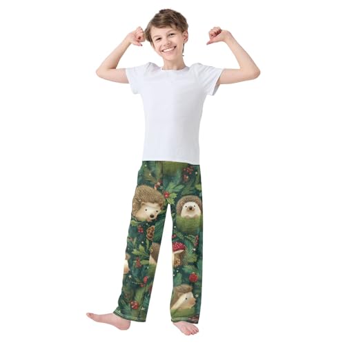 ZZXXB Hedgehog Pine Tree Berry Boys Long Pants Soft Trousers Elastic Waist Kids Lounge Bottoms with Pockets S-XL3