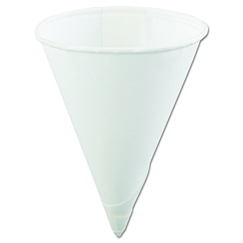 Konie 40KR Rolled-Rim Paper Cone Cups, 4oz, White, 200 Per Bag (Case of 25 Bags)