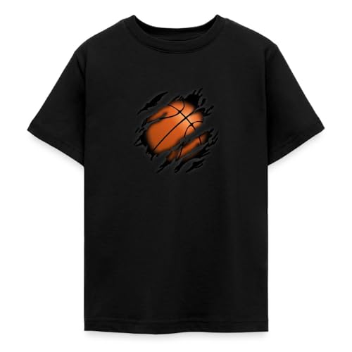 Spreadshirt Basketball Geschenke Ball Sport Basketball Geschenkideen Teenager T-Shirt, 152/164 (12-14 Jahre), Schwarz