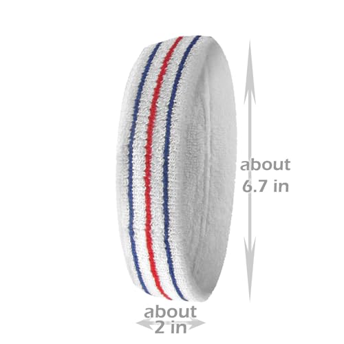 Image of COUVER Tennis Headband - Cotton Terry Cloth Sweatband for Men & Women - High Absorbency Athletic Hairband for Gym, Basketball & Running - 1 Piece