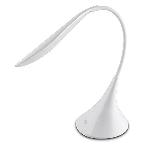 Amtone Led Swan Light Desk And Table Lamp, Flexible Gooseneck, Usb And Battery Operated, 3 Way Touch Dimmer, 120 Lumens, White - Ideal For Reading, Writing, Studying And Crafts #TOP4