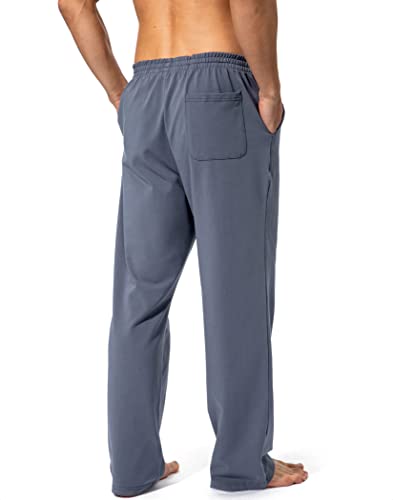 Image of Pudolla Men's Cotton Yoga Sweatpants Athletic Lounge Pants Open Bottom Casual Jersey Pants for Men with Pockets