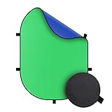 Julius Studio 5 x 6.6 ft Green & Blue Pop Up Screen, Double Sided Collapsible Disc Background, Backdrop Panel for Photo Video Shooting & Streaming, JSAG410
