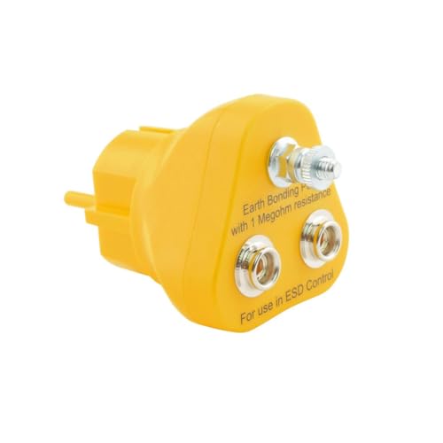 BERNSTEIN ESD Erdungsstecker 2 x 1 MOhm und M5 Anschluss | 1x Schraubanschluss M5 für 4 mm Öse, 2x 10 mm Druckknöpfe, 2 x 1 MOhm Sicherheitswiderstand