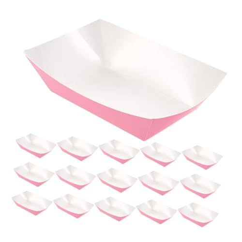 STOBAZA 60pcs Boat Shaped Plates: Disposable Nacho Trays Paper Boat For Tacos Concession Easter Graduation Birthday Party Supplies Pink