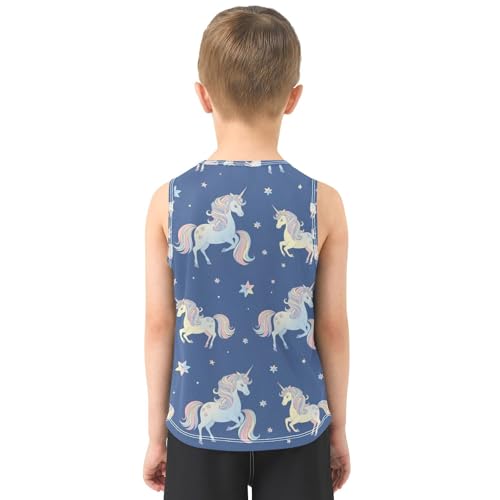 J JOYSAY Unicorn Star Blue Boys Tank Top Sleeveless Muscle Shirts Quick Dry Sport Active Workout Kids T-Shirts 3-15T3