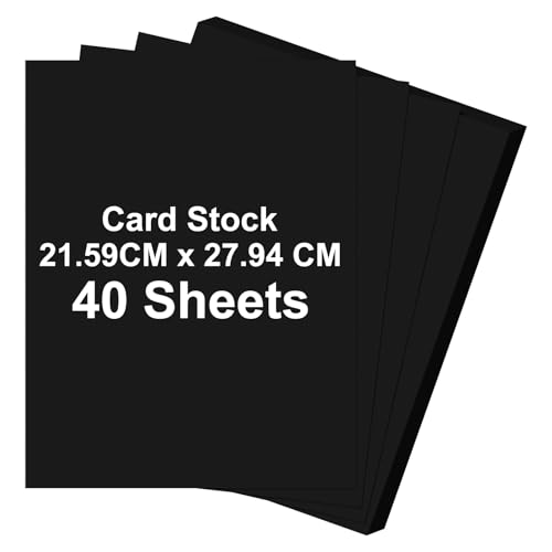 A4 (21.59 cm x 29.84 cm) Craft Cardstock Cardstock Paper A4 Black Printer Paper Card 40 Sheets of Black Craft Cards for Crafts Arts Drawing Invitations Business Cards Menus DIY Projects