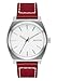 NIXON Time Teller A1373 - Silver/Egret/Cranberry - 100m Water Resistant Men's Analog Fashion Watch (37mm Watch Face, 20mm-18mm Leather Band)