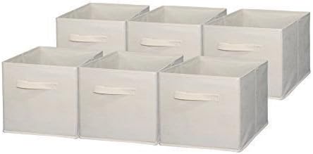 Foldable Storage Cube Container Basket Bin, 6 Pack, Beige