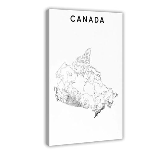 Carte du Canada impression sur toile pour décorer un salon chaleureux 40x60 cm