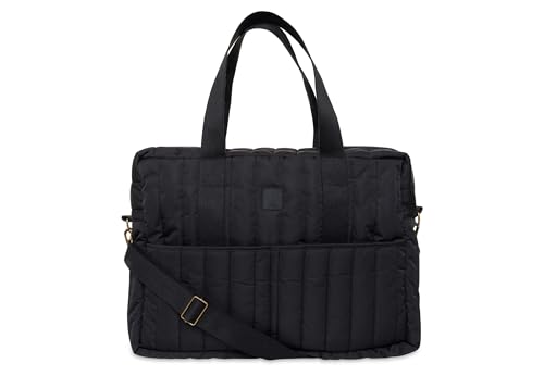 Jollein Wickeltasche Puffed Moos - Black - Wasserabweisend - Kinderwagentasche - Babytasche Multifunktional - Schwarz