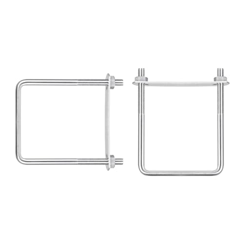 Image of DTGN M8x80x120mm(ThreadxWxL) Square U Bolt - 2Pack - Good for Trailer Pipe Replacement Parts - 304 Stainless Steel U Shape Bolts