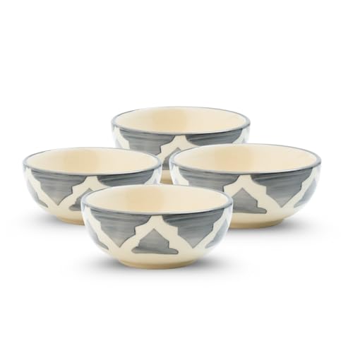 Image of Ceramic Bowl Set | 4-Piece Lightweight Crockery for Daily Use | Ash Grey Ramen & Snack Bowls (125ml Each) | Elegant Microwave & Dishwasher Safe | Perfect Christmas & New Year Gift