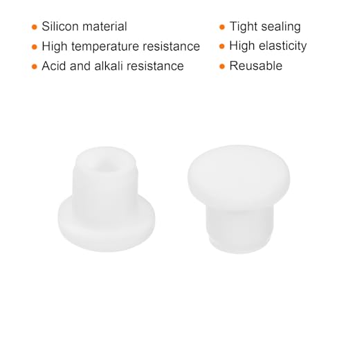 Image of MECCANIXITY 4pcs T-Shaped Silicone Plugs 8.3mm 5 /16 Inch Dia Snap in Plug Hole Seal Cover Round Rubber Stopper for Kitchen Rubber Bulkheads Waterproof Sealing Plugs White