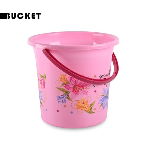 Image of Heart Home (Set of 6) Bathroom Bucket & Mug Set | Bathroom Combo Set for Bathroom, Hotels, Laundry (Each 3 Pieces) Bucket-18 L & Mug-500 ml Bathing Set | Bathroom Accessories Set | Pink