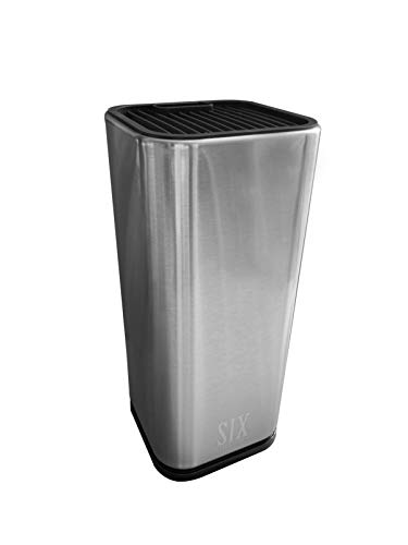 Six Star Kitchen Knife Holder - Universal Knife Block - Stainless Steel Knife Block with Anti-Slip Feet - Knives Storage Block for 8-inch Knives  Drainage System  Compact and Minimalist Design