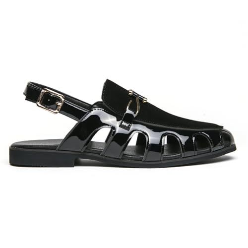 Men's Closed-Toe Leather Strap Business Sandal Cool Beach Sandals Plus Size2